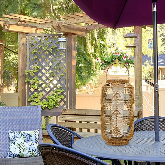 Solar-Powered Rattan Floor Lamp with High-Efficiency Charging, Portable Outdoor Lanterns for Garden, Patio, Balcony, and Front Door Decor-ErisView-4