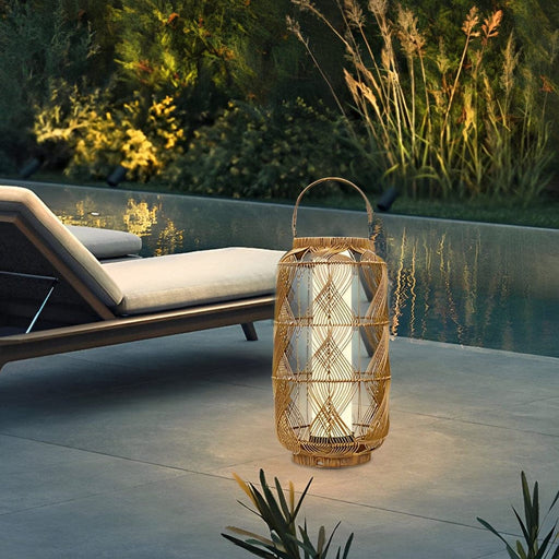 Solar-Powered Rattan Floor Lamp with High-Efficiency Charging, Portable Outdoor Lanterns for Garden, Patio, Balcony, and Front Door Decor-ErisView-1