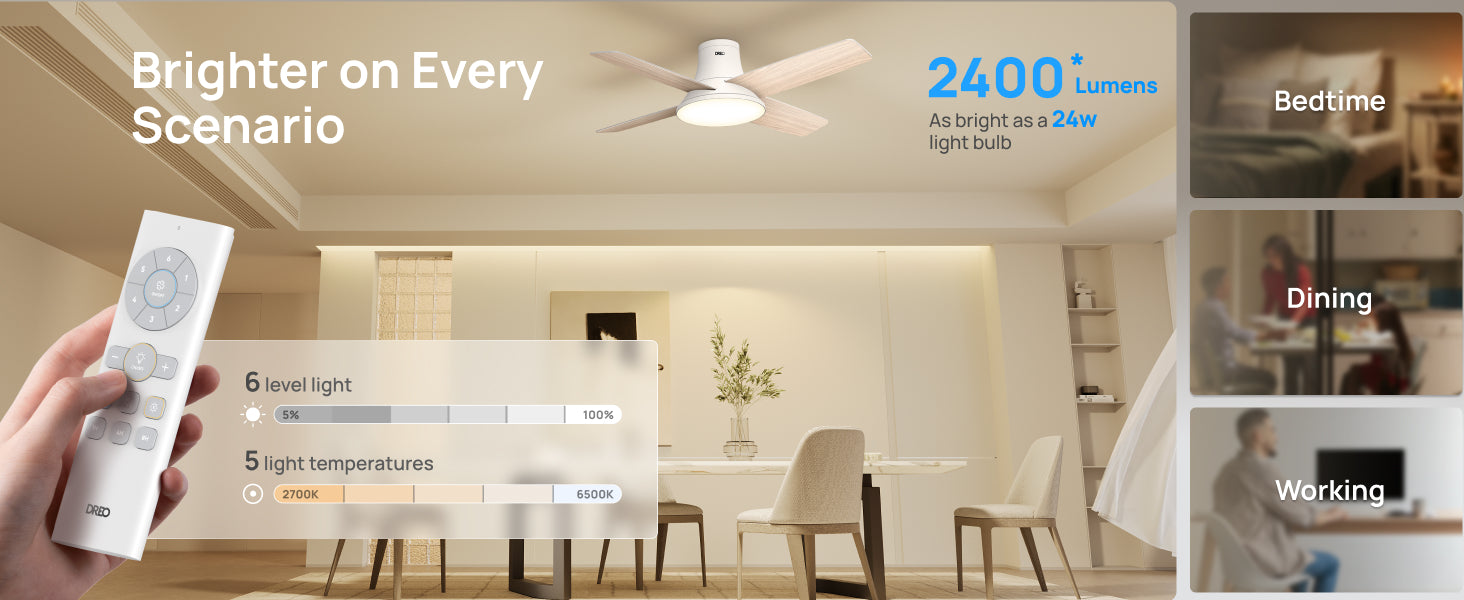 Indoor Silver Smart Ceiling Fan with Lights and Remote, Quiet Ceiling Fans with Lights, Dimmable LED Ceiling Fan with APP Alexa Control