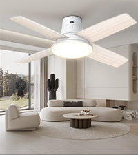 Indoor Silver Smart Ceiling Fan with Lights and Remote, Quiet Ceiling Fans with Lights, Dimmable LED Ceiling Fan with APP Alexa Control