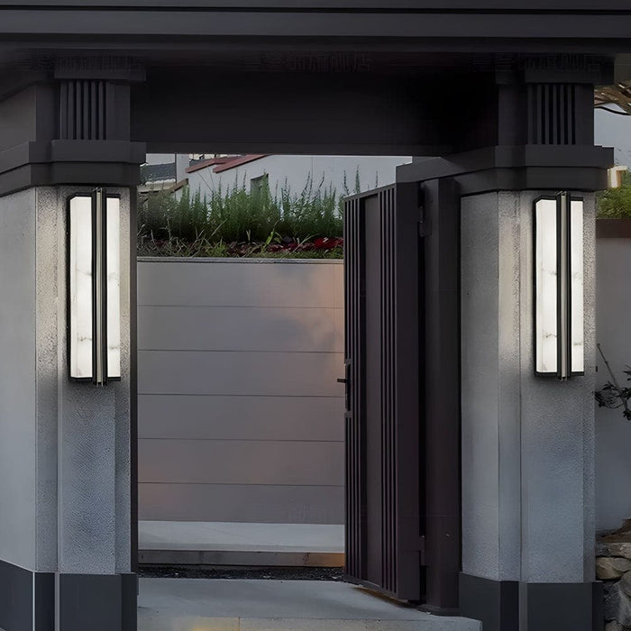 Stainless Steel & Resin Outdoor Wall Light with Marble-Textured Shade, Waterproof LED for Villa, Terrace, Porch, Corridor, Aisle, Doorway-ErisView-3