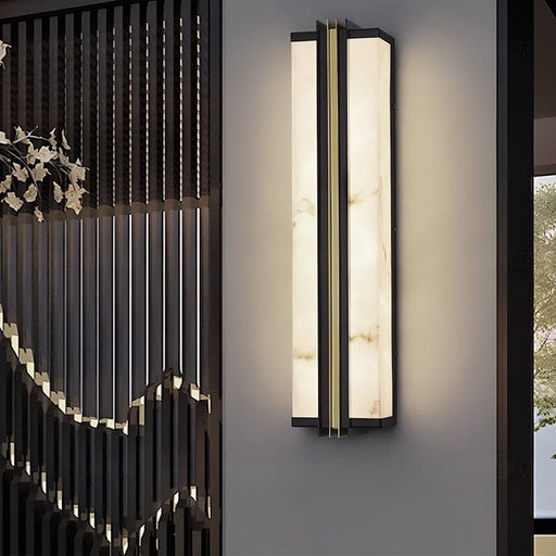 Stainless Steel & Resin Outdoor Wall Light with Marble-Textured Shade, Waterproof LED for Villa, Terrace, Porch, Corridor, Aisle, Doorway-ErisView-1
