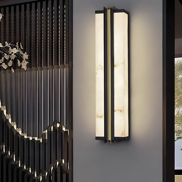 Stainless Steel & Resin Outdoor Wall Light with Marble-Textured Shade, Waterproof LED for Villa, Terrace, Porch, Corridor, Aisle, Doorway-ErisView-9