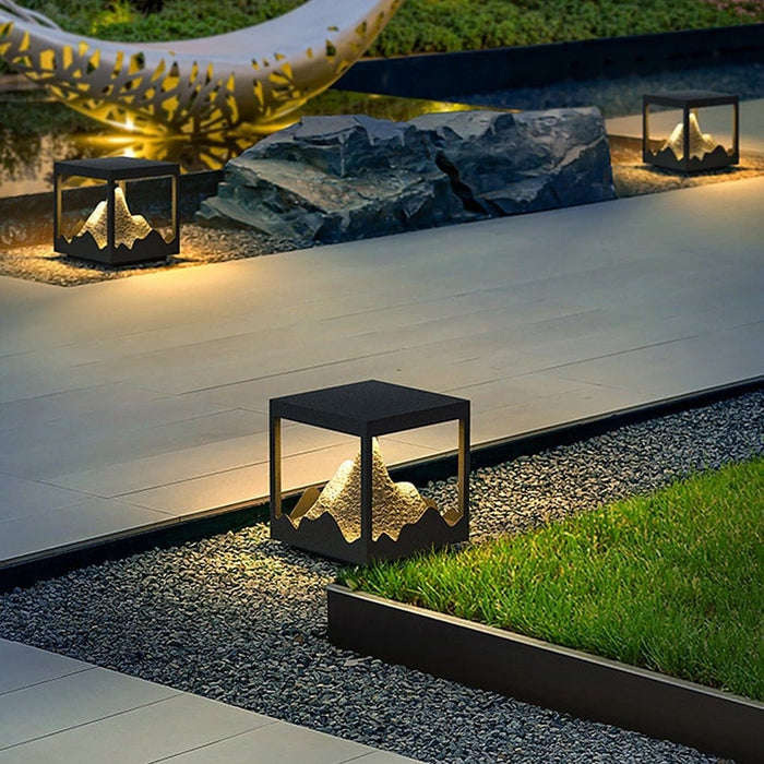 Stainless Steel Solar Outdoor Light with 3D Mountain Scenery Frame, Waterproof and Rust-Proof, Durable Resin Decoration for All-Weather Use-ErisView-24