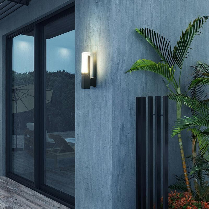 Sturdy Minimalist Outdoor Wall Lights with Energy Efficient LED, Elongated Gray Metal Frame, Perfect for Porch, Doorway, or Garden Wall-ErisView-3