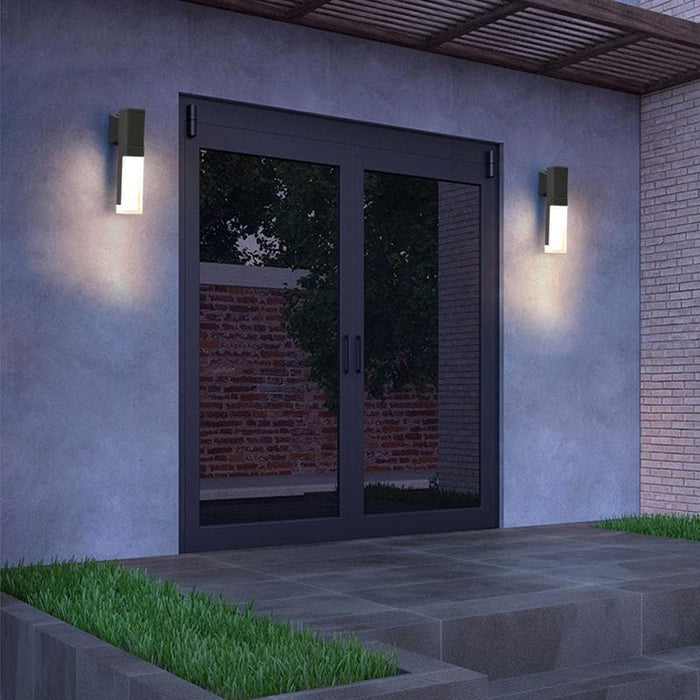 Sturdy Minimalist Outdoor Wall Lights with Energy Efficient LED, Elongated Gray Metal Frame, Perfect for Porch, Doorway, or Garden Wall-ErisView-5