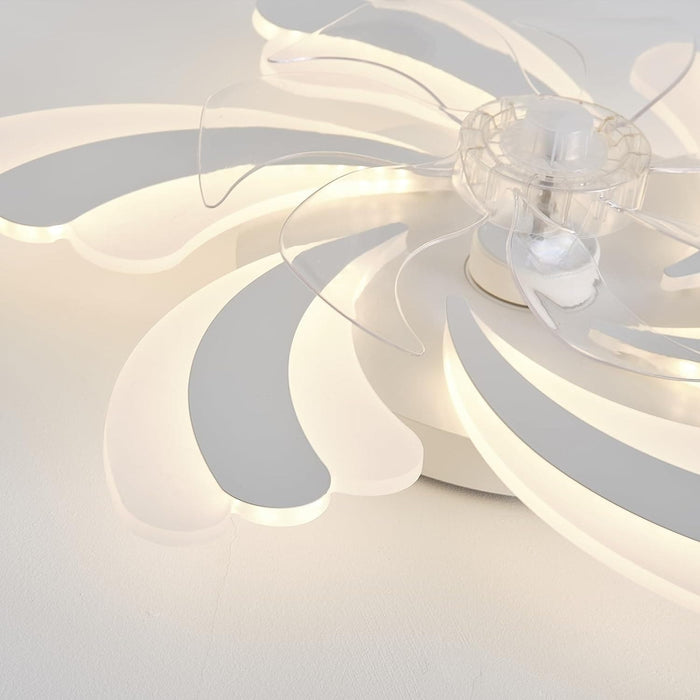 Stylish Ceiling Fans with Lights and Remote, Dimmable LED Fandelier Flush Mount, White Bedroom Ceiling Light with Fan -7-ErisView