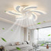 Stylish Ceiling Fans with Lights and Remote, Dimmable LED Fandelier Flush Mount, White Bedroom Ceiling Light with Fan -1-ErisView