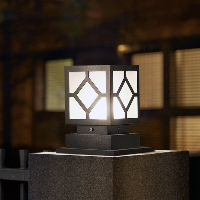 Stylish Geometric Outdoor Post Light for Gardens, Patios, Walkways, and Porches, Classic Retro Design for Enhanced Exterior Decor-ErisView-3