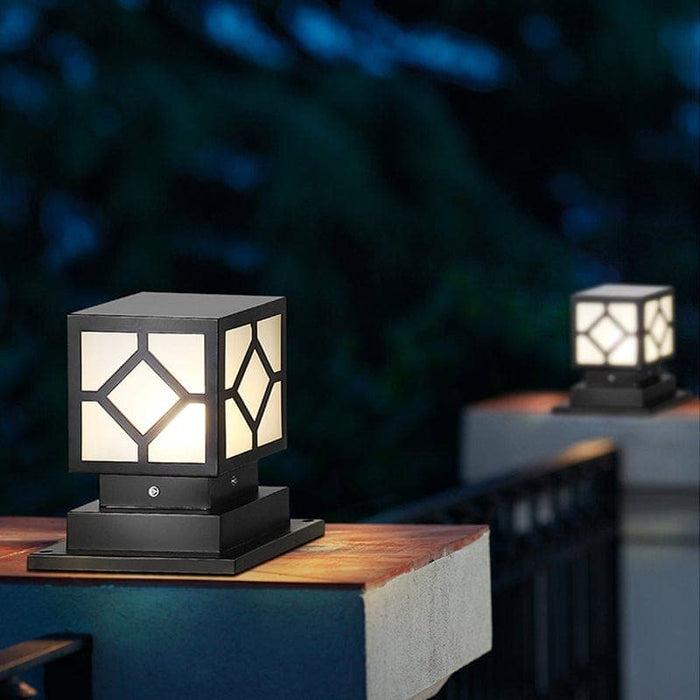 Stylish Geometric Outdoor Post Light for Gardens, Patios, Walkways, and Porches, Classic Retro Design for Enhanced Exterior Decor-ErisView-4