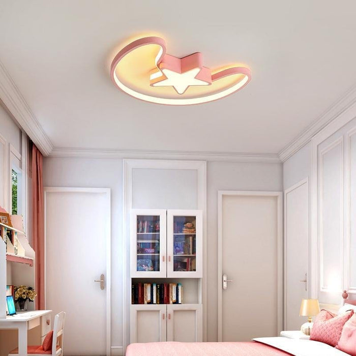 Nordic Moon Star Shaped Modern Flush Mount Light Moon Star Shaped Light