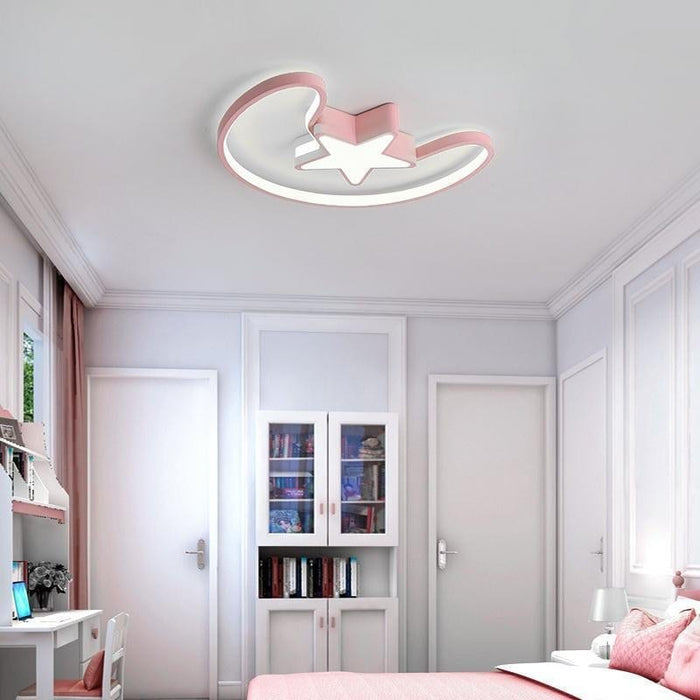 Nordic Moon Star Shaped Modern Flush Mount Light Moon Star Shaped Light