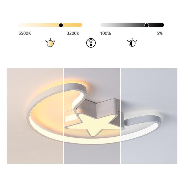 Nordic Moon Star Shaped Modern Flush Mount Light Moon Star Shaped Light
