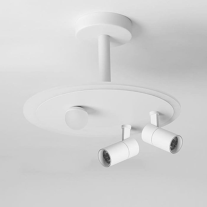 Round Dimmable Semi Flush Mount Lighting with LED Bulb and 2 Spotlights