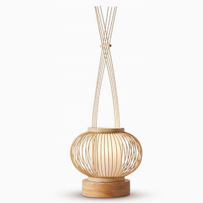 Japanese Handmade Bamboo Lantern Table Lamp with USB Port and Handle