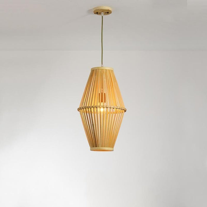 Circular Diamond Open Shaped Farmhouse Pendant Lights Bamboo Pendant Lights