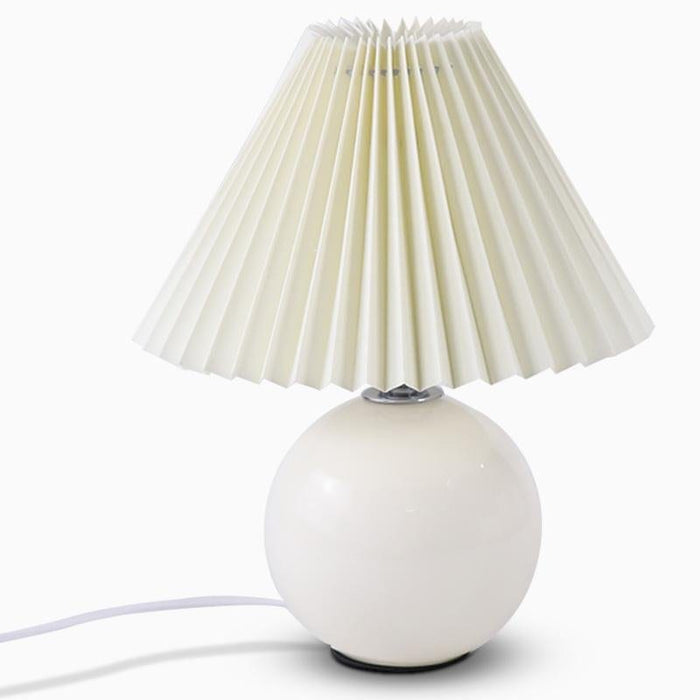 Ceramic Globe Table Lamp in White Pleated Empire Shade Night Lights