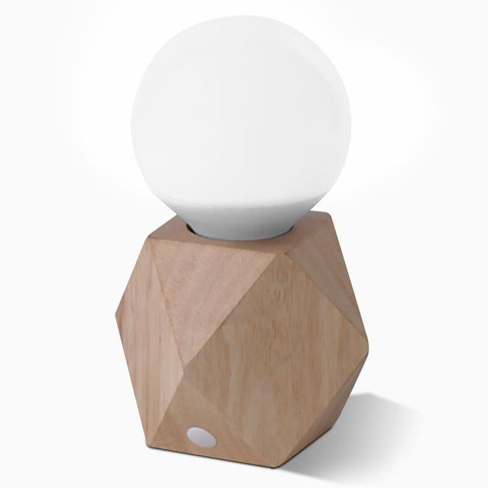 Nordic Geometric Wooden Base Touch Control Bulb Table Lamp 1-Light E27 Desk Night Light