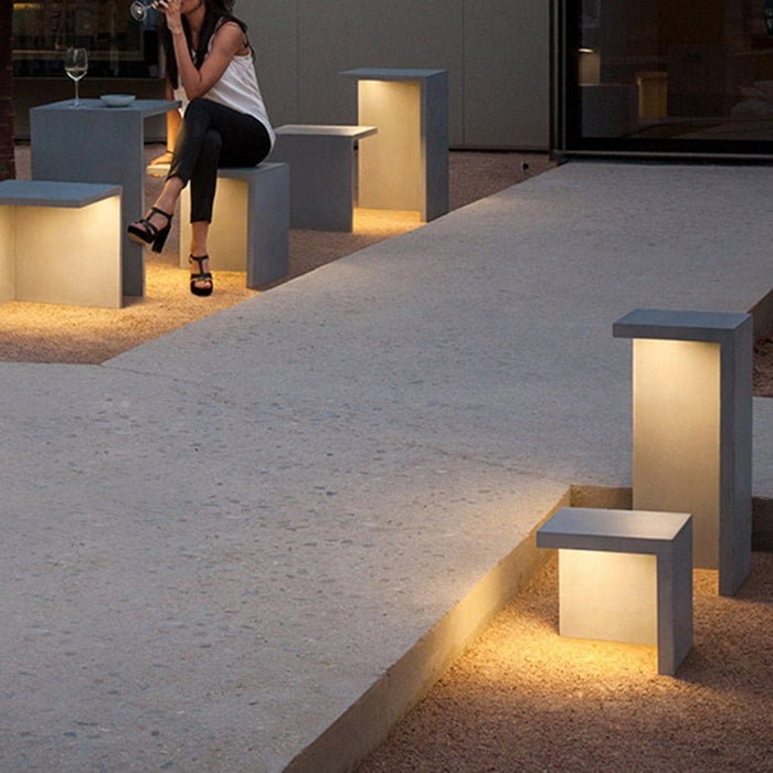 Unique 3D Table and Stools Outdoor Landscape Lighting, Minimalist, High Efficiency LED, IP65 Waterproof for Courtyard and Garden Decor-ErisView-10
