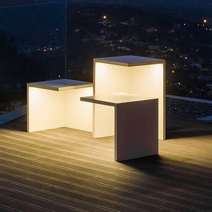 Unique 3D Table and Stools Outdoor Landscape Lighting, Minimalist, High Efficiency LED, IP65 Waterproof for Courtyard and Garden Decor-ErisView-2