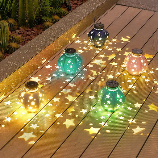 Vintage Iron Solar Lanterns with Star Projection, Rustproof, Waterproof, Energy-Saving Outdoor Lighting for Gardens, Porches, and Trees-ErisView-1