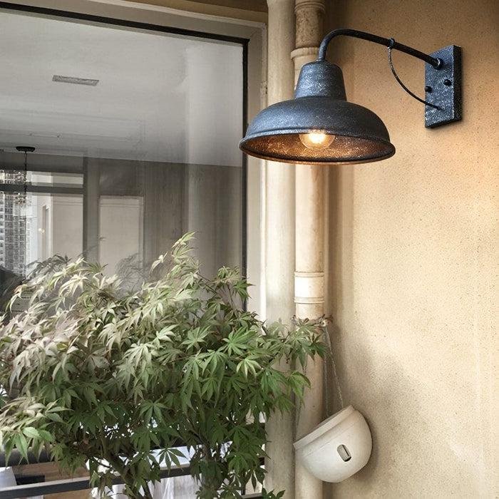 Vintage LED Outdoor Wall Sconce with High-Temperature Painted Iron Lampshade, Ideal for Villas, Gardens, and Community Gates, Relaxing Atmosphere-ErisView-3