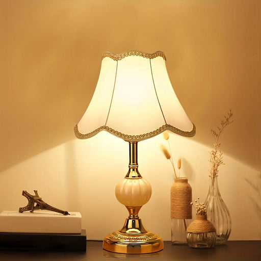 Vintage White LED Table Lamp Desk Lamp with 3-Color Touch Control for Bedroom Bedside NightStand Table-ErisView