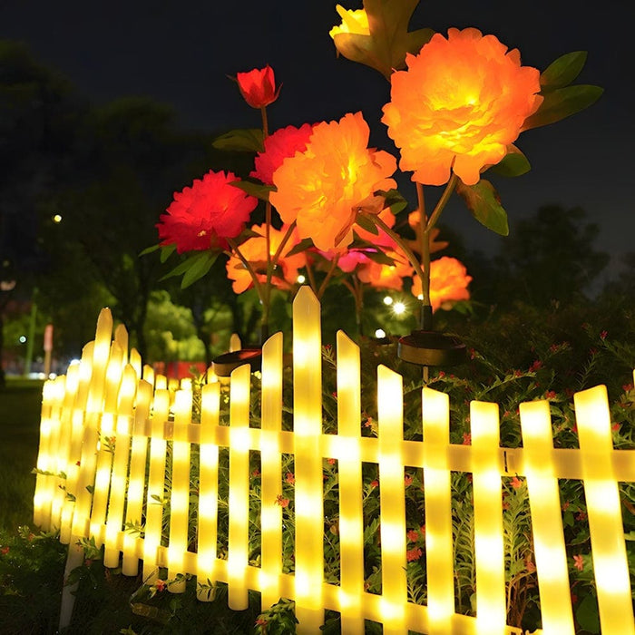 Wave Shaped Solar LED Lighted Garden Fence with Warm White & Colored Lights, Solar or 110V Power Options, Remote Control, Easy Installation-ErisView-4