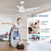 White 52 in. Ceiling Fan with Light, Reversible Quiet Ceiling Fans, Modern Decorative Ceiling Fans for Living Room Bedroom Bedroom Dining Room-2-ErisView
