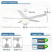 White 52 in. Ceiling Fan with Light, Reversible Quiet Ceiling Fans, Modern Decorative Ceiling Fans for Living Room Bedroom Bedroom Dining Room-6-ErisView
