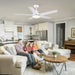 White 52 in. Ceiling Fan with Light, Reversible Quiet Ceiling Fans, Modern Decorative Ceiling Fans for Living Room Bedroom Bedroom Dining Room-8-ErisView