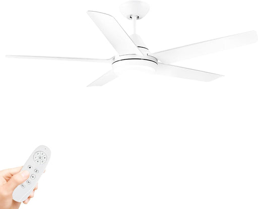 White 52 in. Ceiling Fan with Light, Reversible Quiet Ceiling Fans, Modern Decorative Ceiling Fans for Living Room Bedroom Bedroom Dining Room-1-ErisView