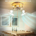 White Caged Ceiling Fan with Lights Remote, Farmhouse Modern 360¡ã Oscillating Ceiling Fan, Low Profile Flush Mount Ceiling Fan for Bedroom Dining Room-6-ErisView
