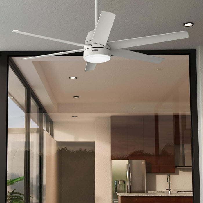 White Ceiling Fan, Ceiling Hugger Ceiling Fans, 6 Blade Fan-4-ErisView