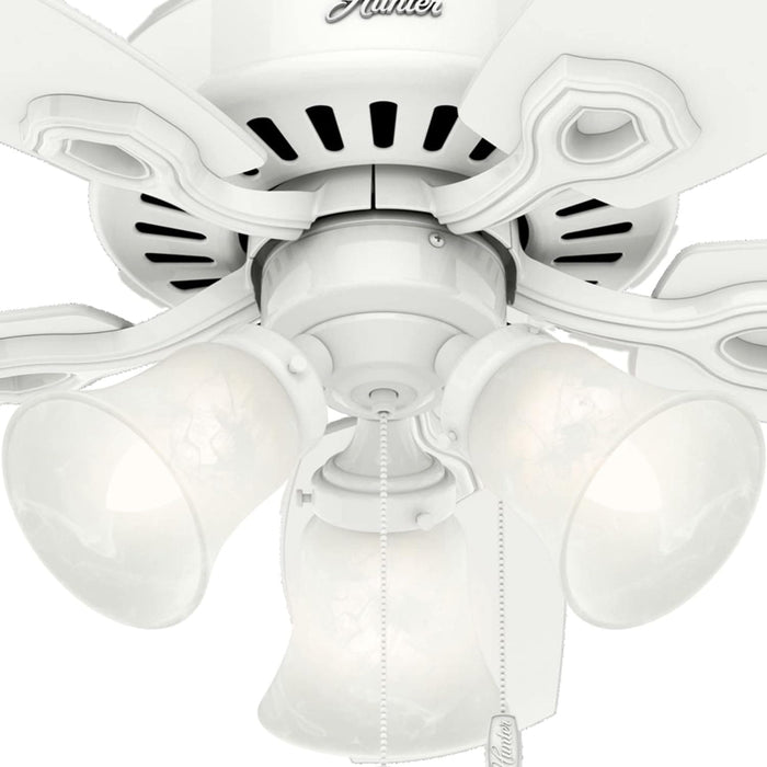 White Ceiling Fan with LED Light Kit and Pull Chain, Ceiling Hugger Ceiling Fan with Light-4-ErisView