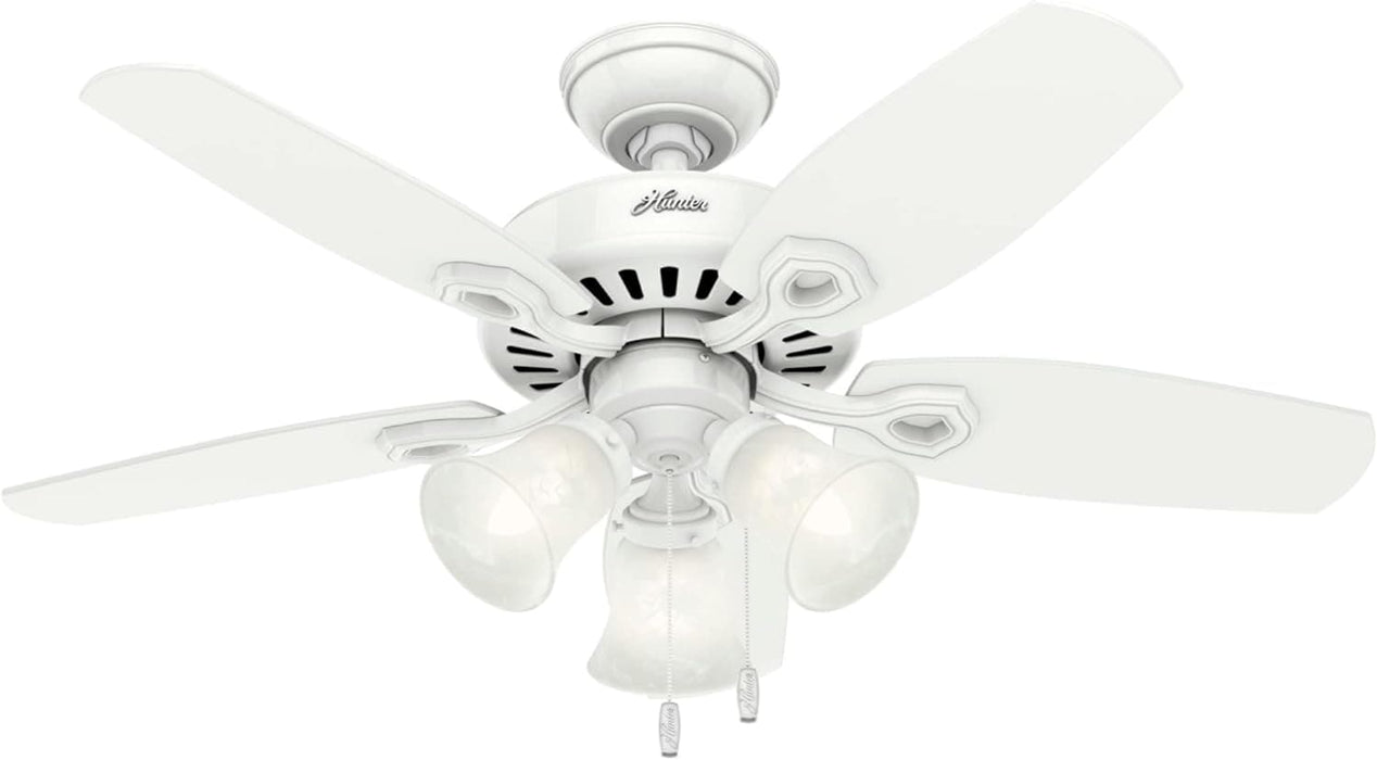 White Ceiling Fan with LED Light Kit and Pull Chain, Ceiling Hugger Ceiling Fan with Light-1-ErisView