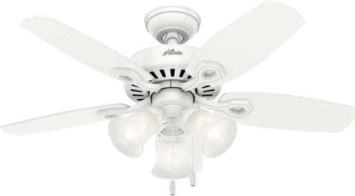 White Ceiling Fan with LED Light Kit and Pull Chain, Ceiling Hugger Ceiling Fan with Light-1-ErisView