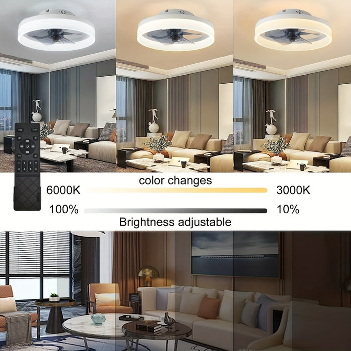White Ceiling Fan with LED Light and Remote Control, Dimmable Ceiling Fan for Living Room Bedroom Dining Room-ErisView