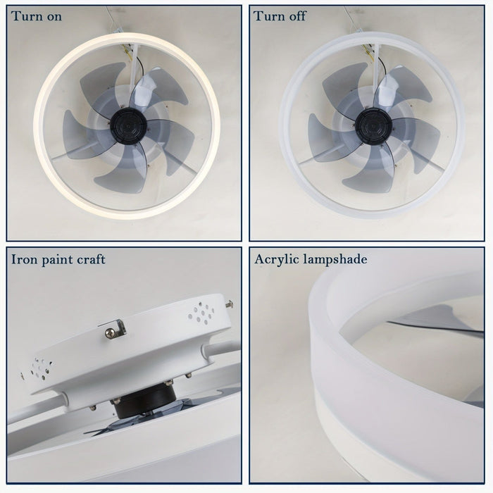 White Ceiling Fan with LED Light and Remote Control, Dimmable Ceiling Fan for Living Room Bedroom Dining Room-ErisView