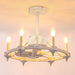White Chandelier Ceiling Fan with Lights and Remote, Farmhouse Industrial Ceiling Fans, Wagon Wheel Ceiling Fan for Bedroom Dining Room Kitchen Living Room-1-ErisView