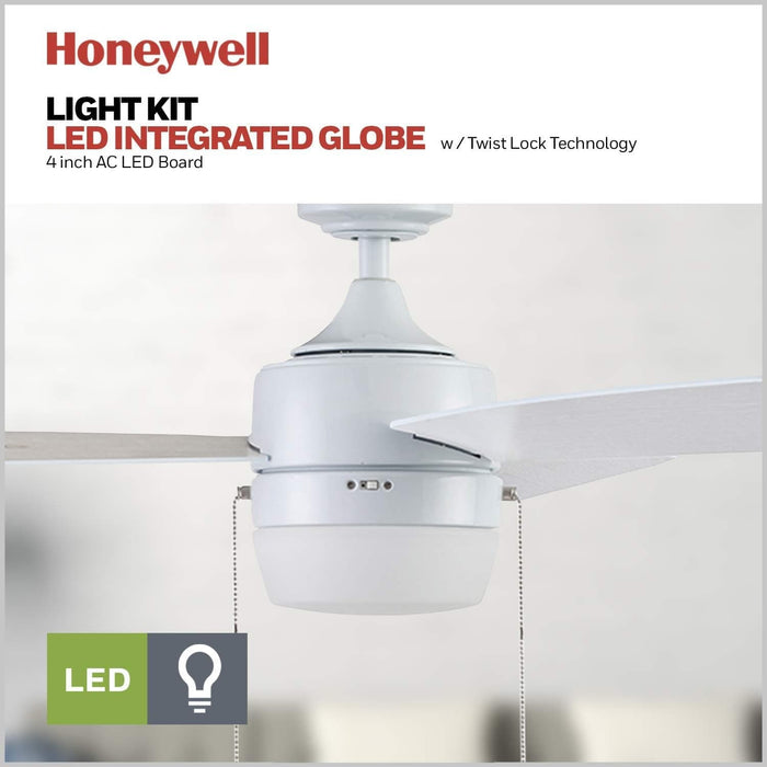 White Contemporary Ceiling Fan with Light, Indoor LED Ceiling Fan with Pull Chain, Reversible Fan for Summer Winter-5-ErisView