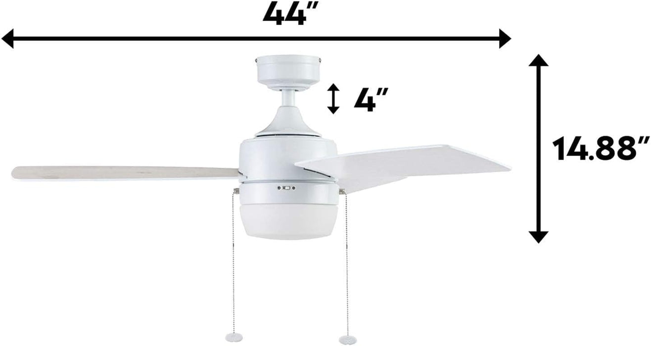 White Contemporary Ceiling Fan with Light, Indoor LED Ceiling Fan with Pull Chain, Reversible Fan for Summer Winter-6-ErisView
