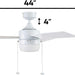 White Contemporary Ceiling Fan with Light, Indoor LED Ceiling Fan with Pull Chain, Reversible Fan for Summer Winter-6-ErisView