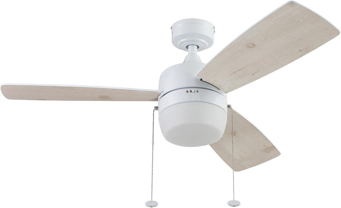 White Contemporary Ceiling Fan with Light, Indoor LED Ceiling Fan with Pull Chain, Reversible Fan for Summer Winter-7-ErisView