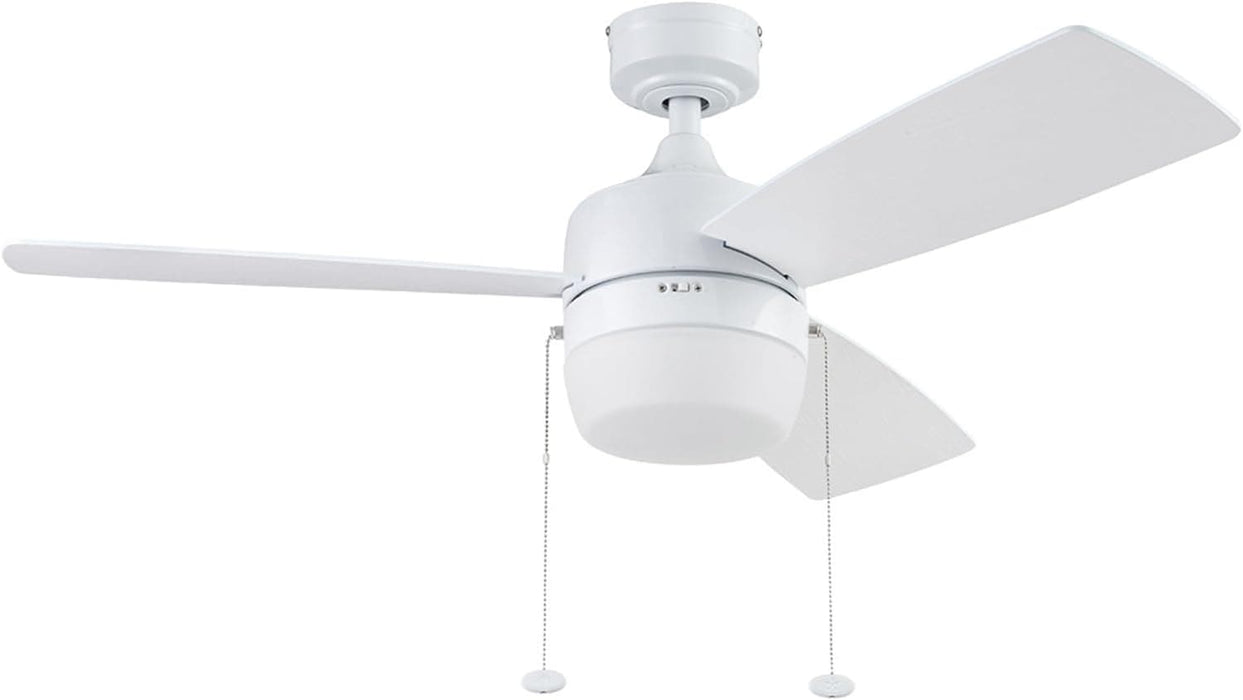 White Contemporary Ceiling Fan with Light, Indoor LED Ceiling Fan with Pull Chain, Reversible Fan for Summer Winter-8-ErisView