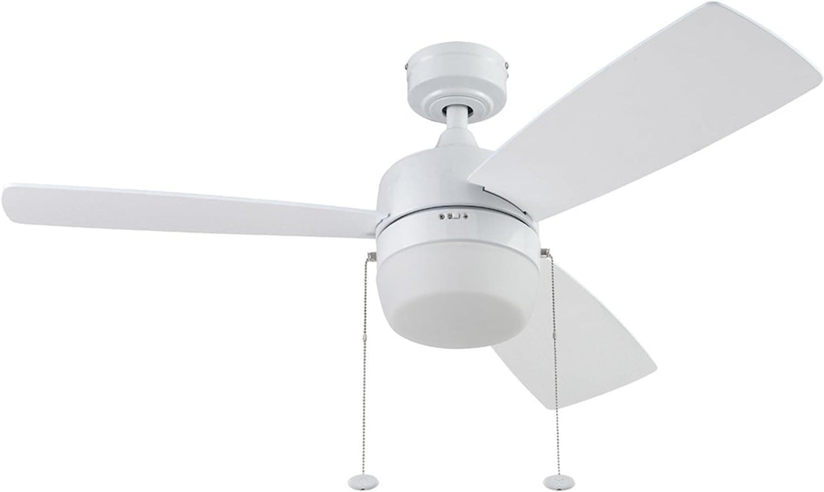 White Contemporary Ceiling Fan with Light, Indoor LED Ceiling Fan with Pull Chain, Reversible Fan for Summer Winter-1-ErisView