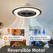 White Dimmable Flush Mount Ceiling Fan without Blades, Low Profile Flush Mount Enclosed Ceiling Fan with Light and APP Control-15-ErisView