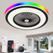 White Dimmable Flush Mount Ceiling Fan without Blades, Low Profile Flush Mount Enclosed Ceiling Fan with Light and APP Control-18-ErisView