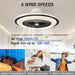 White Dimmable Flush Mount Ceiling Fan without Blades, Low Profile Flush Mount Enclosed Ceiling Fan with Light and APP Control-22-ErisView