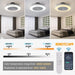 White Dimmable Flush Mount Ceiling Fan without Blades, Low Profile Flush Mount Enclosed Ceiling Fan with Light and APP Control-3-ErisView